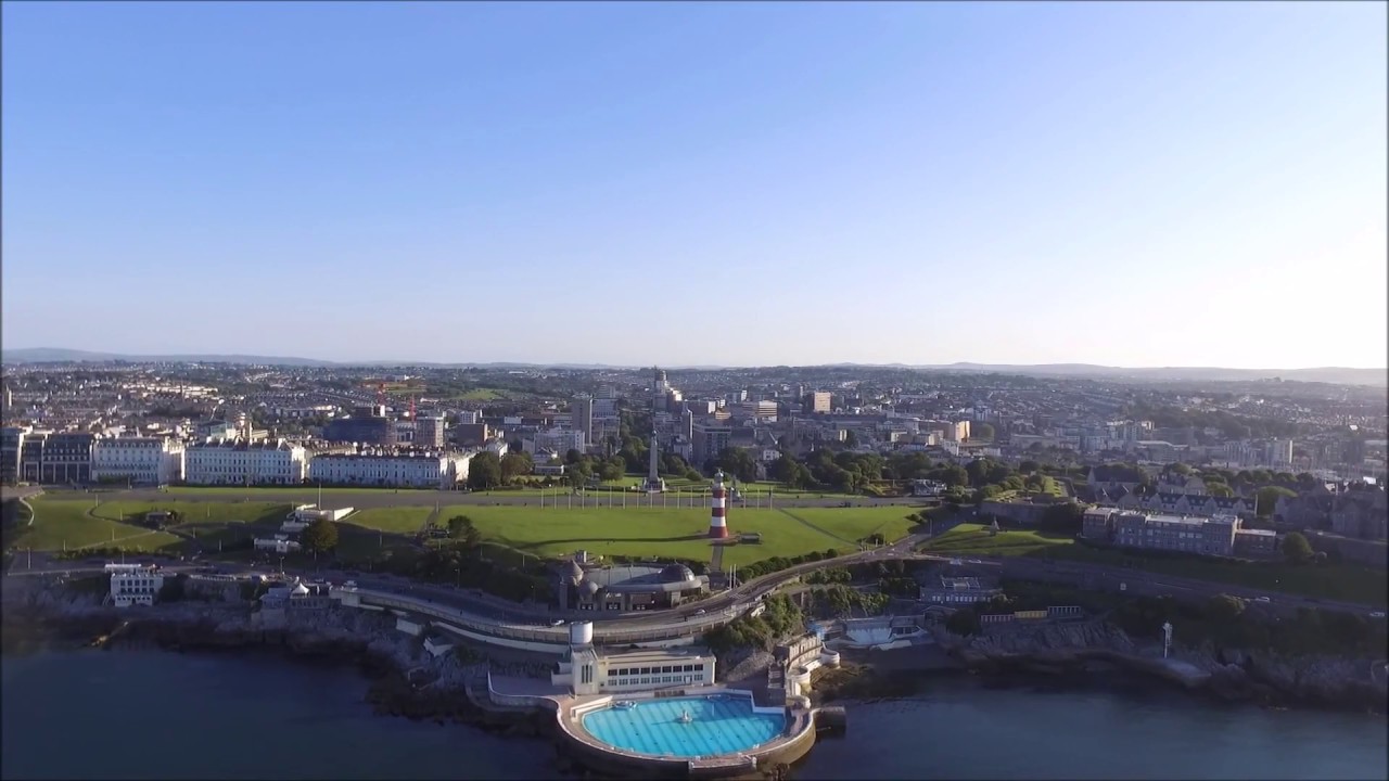 Backwards reveal of Plymouth Hoe