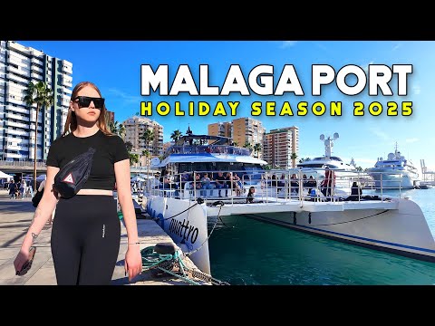 Malaga City Port Spain Sunny Day December 2025 Update Holiday Season Costa del Sol | Andalucía [4K]