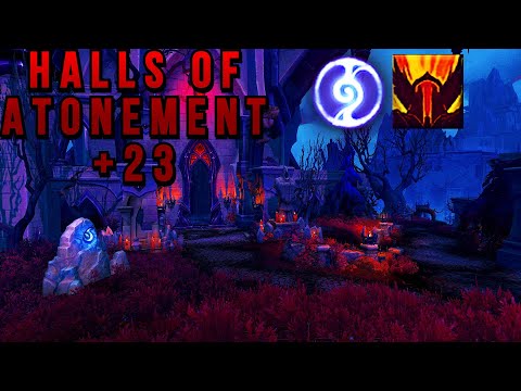NIGHT FAE FURY WARRIOR M+ 23 Halls Of Atonement (Fort, Inspiring, Grievous) - WoW Shadowlands 9.1