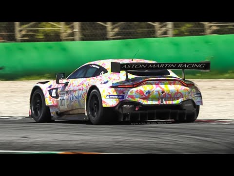 Aston Martin Vantage GT3 in action at Monza Circuit: Accelerations, Fly Bys & Sound!