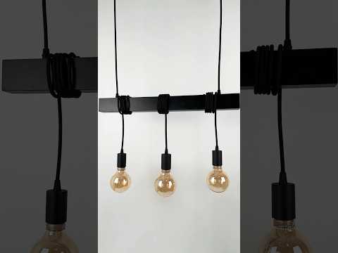 Люстра у скандинавському стилі Wood з дерев'яним брусом 0,6м на 3 лампи Чорна