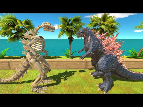 Godzilla Skeleton vs Gojira Godzilla Coconut Island Death Run - ARBS