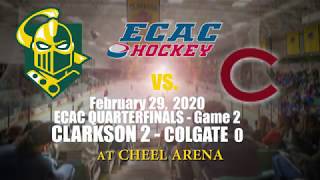 Clarkson Women's Hockey - Golden Knights 2 - Colgate 0, Feb. 29, 2020