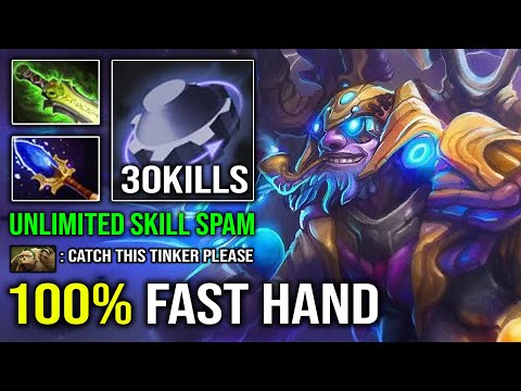 UNLIMITED SKILL SPAM 100% Fast Finger 30Kills Tinker Crazy Burst with Insane 932 GPM Dota 2