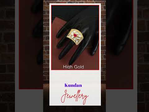 Kundan Jewelry High Gold Polish Party Wear Beautiful Kundan Fancy Design Finger Ring