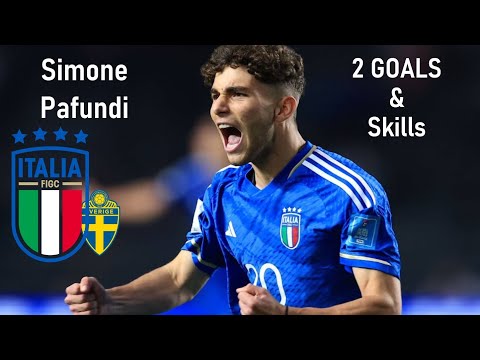 Simone Pafundi vs Sweden | 2 goals & skills | Italy U19