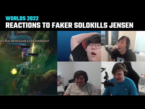 [Compilation] Casters and Streamers' reaction to Faker solokills Jensen | Worlds 2022 | T1 vs C9
