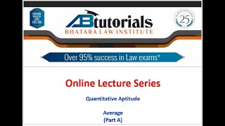 CLAT Quantitative Aptitude Average Lecture Shortcut (Part A)