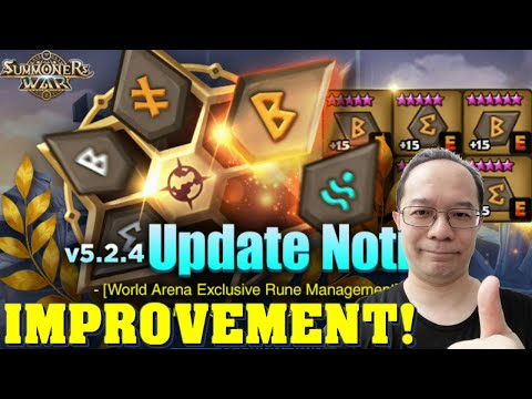Summoners War - WORLD ARENA EXCLUSIVE RUNE MANAGEMENT IS HERE! (Patch v5.2.4)