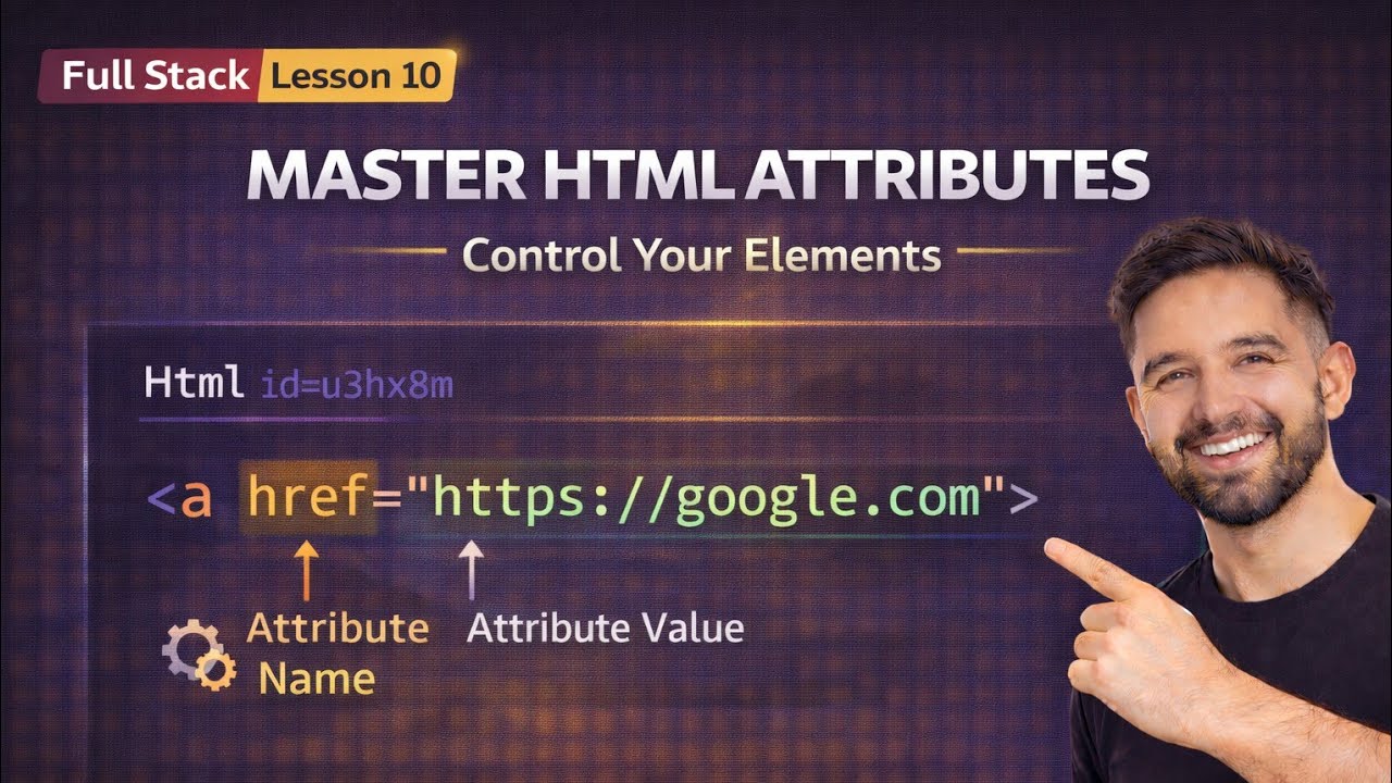 What are HTML Attributes? Full Guide with Examples | Full Stack Lesson 10 (2026)