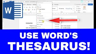 How to Find SYNONYMS & ANTONYMS in Word (Using the THESAURUS in Word)