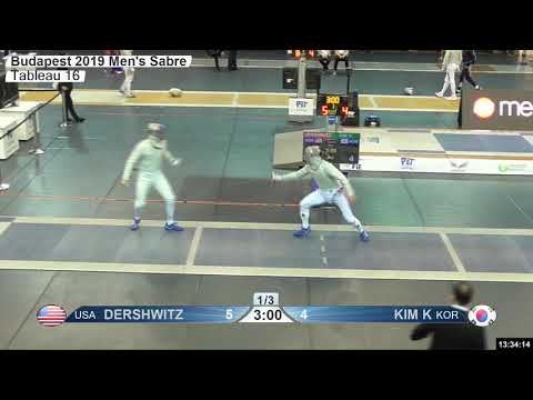 2019 160 T16 01 M S Individual Budapest HUN WC BLUE DERSHWITZ USA vs KIM Kyehwan KOR