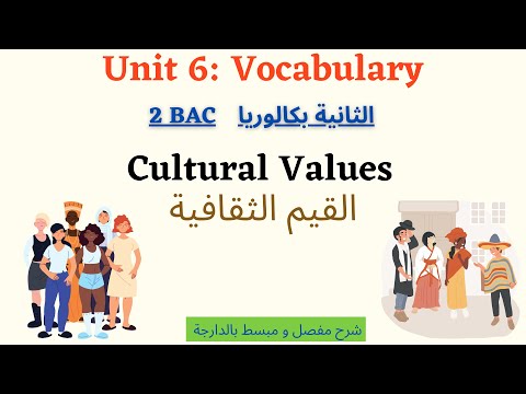 2 BAC unit 6 Vocabulary: Cultural values شرح مفصل لدرس القيم الثقافية السنة الثانية بكالوريا