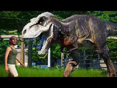 Jurassic World Evolution - Tyrannosaurus Rex Vs Acrocanthosaurus Vs Albertosaurus Breakout & Fight!