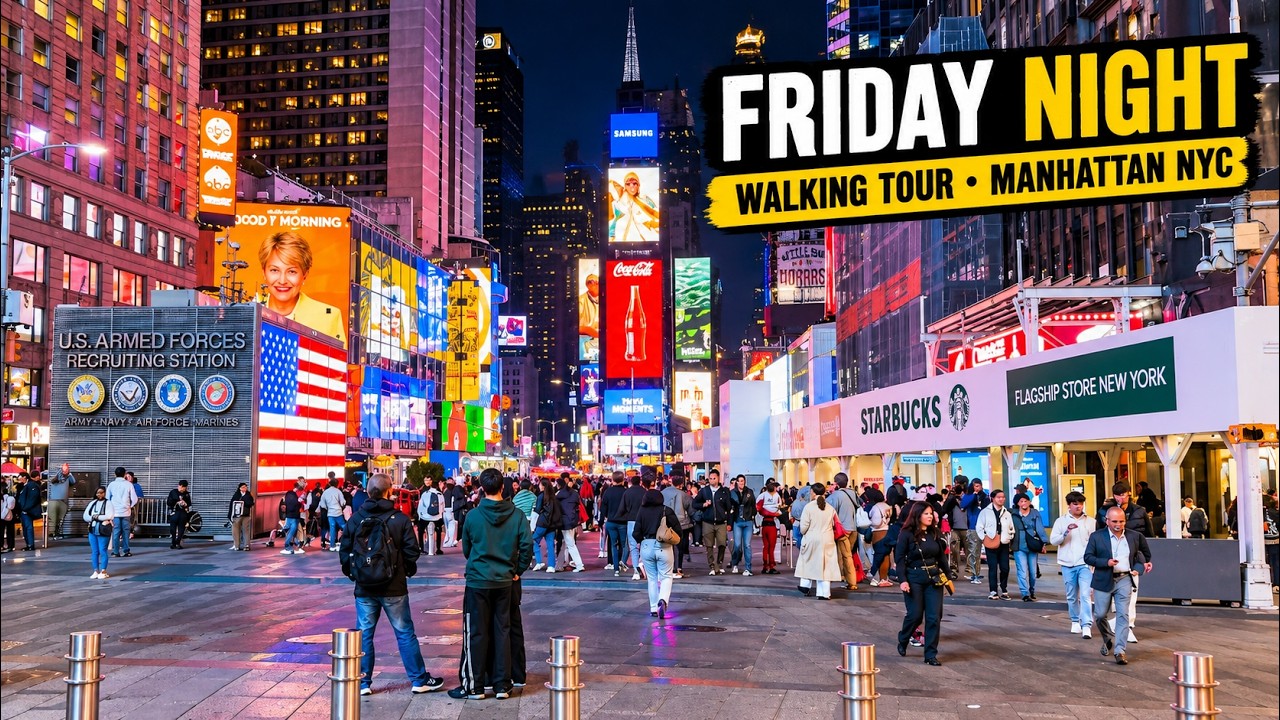 Friday Evening Walking Tour 4K Video Ultra HD | Country Night in Bryant Park NYC 🤠