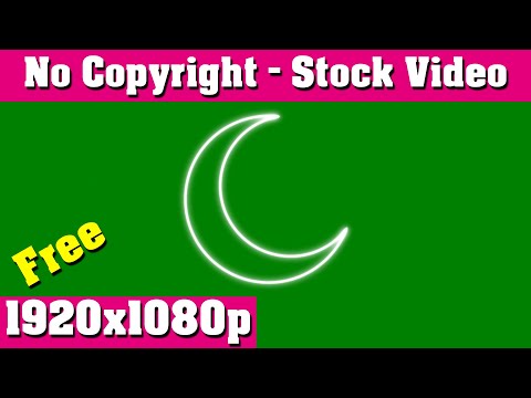 No Copyright Video, Copyright Free, Motion Graphics, Animation, Green Screen, White Crescent Neon