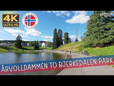 ☀️🚶Oslo City Walk: Badedammen Årvoll to Bjerkedalen park #norway #walking #walk 4K Ultra HD 60 fps