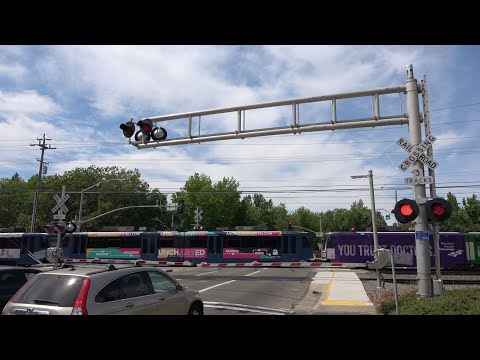 SACRT 229 And 230 Light Rail Trains, Butterfield Wy. Railroad Crossing, Sacramento CA