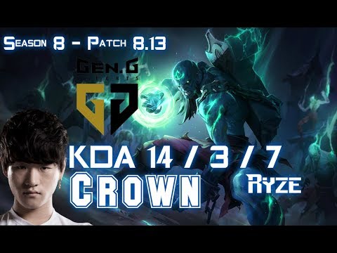 GEN Crown RYZE vs YASUO Mid - Patch 8.13 KR Ranked
