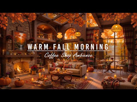 Warm Fall Morning Jazz to Study,Good Mood🍂Cozy Cafe Shop Ambience & Smooth Jazz Instrumental Music