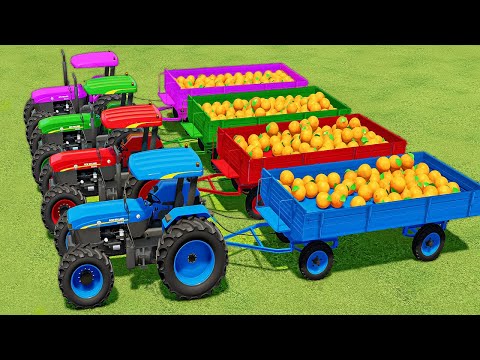 TRANSPORT & LOAD & SELLING ORANGE WITH NEW HOLLAND LOADERS and TRACTORS! Farming Simulator 22