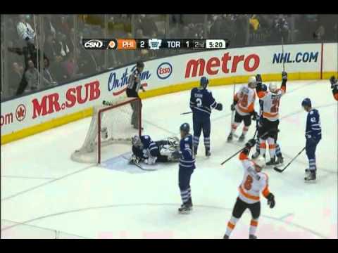 Claude Giroux scores vs the Maple Leafs - 3-10-2011