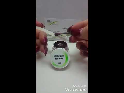Video UV, LED barevný gel GLITTER DARK RED WINE 5ml