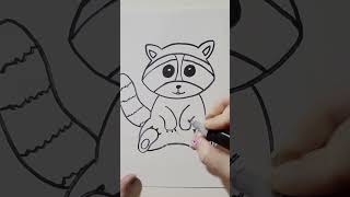 How to Draw a Raccoon for Kids. Easy Drawing Lesson for Kids. Step by Step