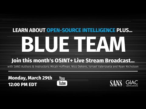 Open-Source Intelligence Plus Blue Team | Live Stream Series