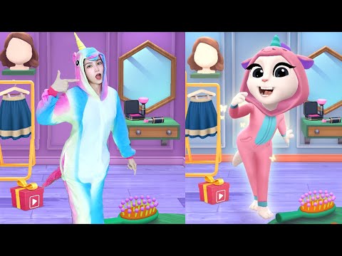 Imitate Angela Wearing a Unicorn Suit So Cool - My Talking Angela 2 In The Real Life