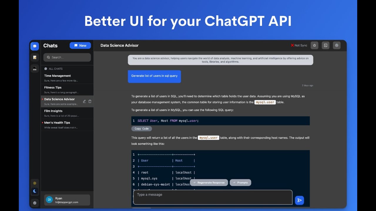 DapperGPT - Better UI for your ChatGPT (Teaser)