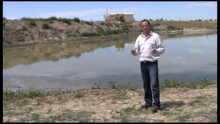 Coal seam gas waste water pond on Wyoming farm