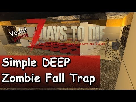 7 Days to Die | Build a Simple DEEP Zombie Fall Trap w/ Darts and Electric Fences | A16 Gameplay