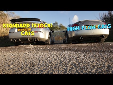 Nissan 350z Stock Exhaust Cats vs High Flow Cats...VERY LOUD!