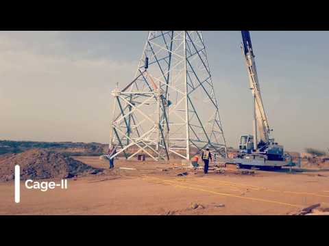 Transmission line tower erection