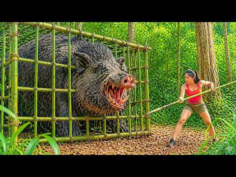 300 Days Stuck Alone in the Wild – Wild Boar Attacks & Trapping Skills 🐗⚠️🔥 | Survival Skills