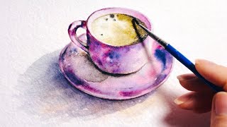 Watercolor Coffee Cup Painting Tutorial | Easy & Relaxing Watercolor for Beginners