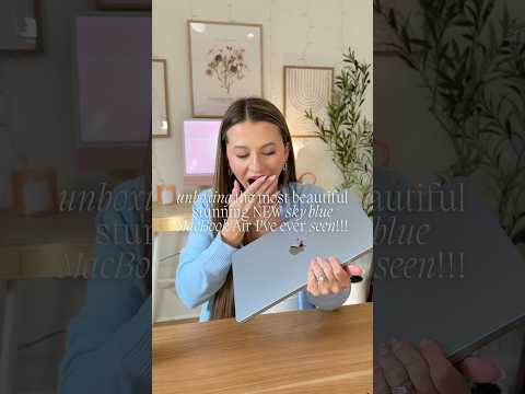 BEAUTIFUL NEW SKY BLUE MACBOOK AIR M4 UNBOXING 🩵☁️ #shorts #unboxing #macbook #apple #review
