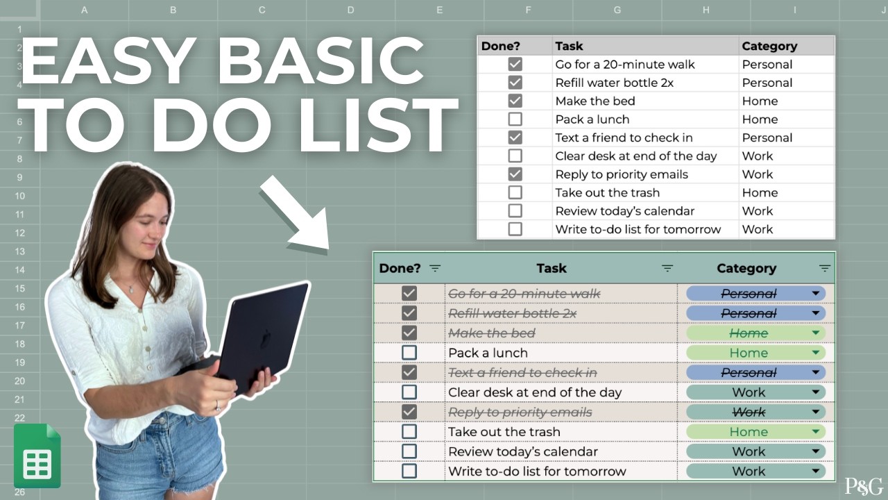 EASY Google Sheets To-Do List Tutorial (Checkboxes & Conditional Formatting!)