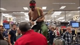 Guitarist jumps onto counter at Studio City Ralphs, rocks out in front of customers | ABC7
