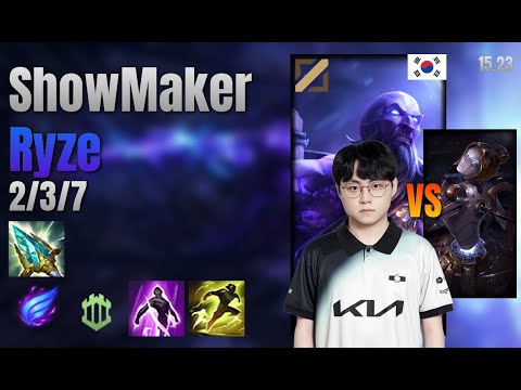 ShowMaker Mid Ryze vs Orianna lol KR solo rank Full Game 15.23 | 쇼메이커 라이즈 vs 오리아나
