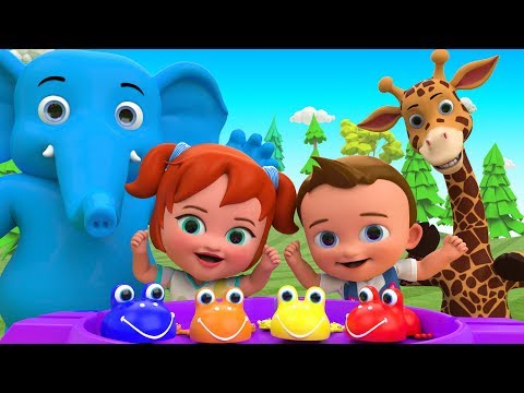 Little Boy & Girl Fun Play Color Balls Game Toy with Elephant Giraffe Animals Learn Numbers for Kids