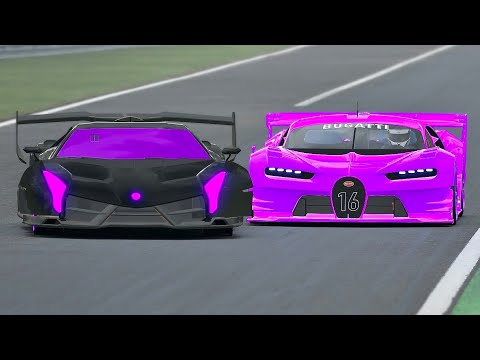 Lamborghini Veneno GTR vs Bugatti Vision GT Purple Edition at Monza