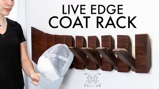 Live Edge Piano Hinge Coat Rack // DIY // Modern // Woodworking