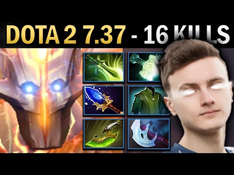 Juggernaut Gameplay Miracle with Mjolnir and 16 Kills - Dota 7.37