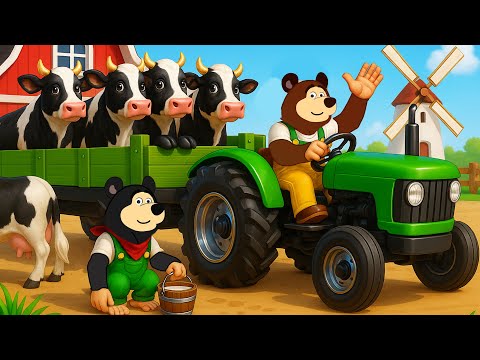 Farmer and Tractor 🚜🐄🥛 | Transporting Cows & Fresh Milk to Factory | Farm Work Animation