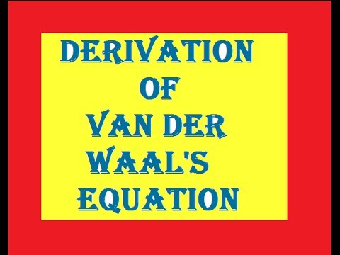 Derivation of Van der Waal's Equation in Hindi Video