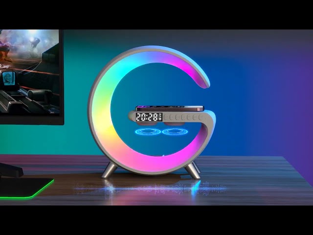 ابجورة 4 في 1 - اضاءة + مكبر صوت + ساعة رقمية + شا...