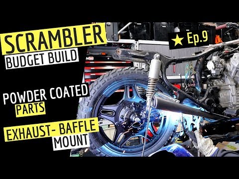 Scrambler / Cafe Racer Build on a Budget, Muffler Mounting & Powder Coated Parts Ep. 9 Video