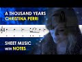 A Thousand Years Sheet Music With Notes For Recorder Flute Violin Tutorial Christina Perri